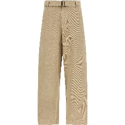 Beige Cotton Casual Pants