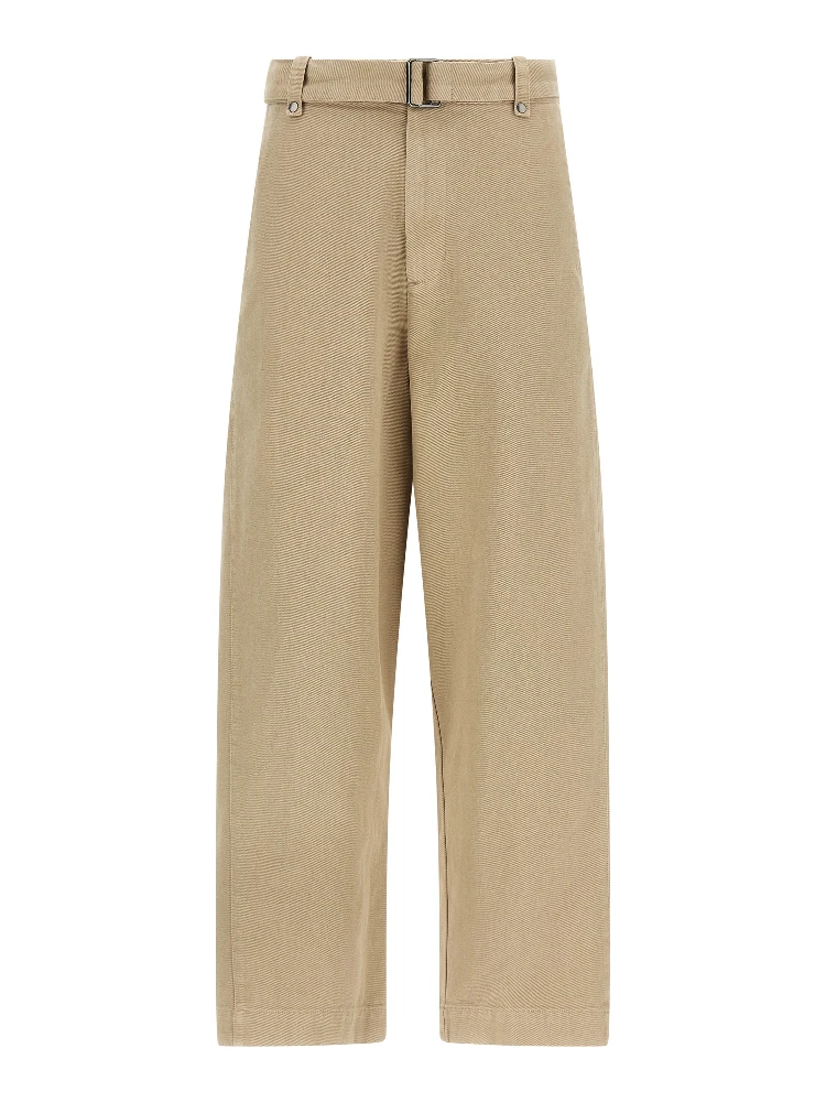 Beige Cotton Casual Pants