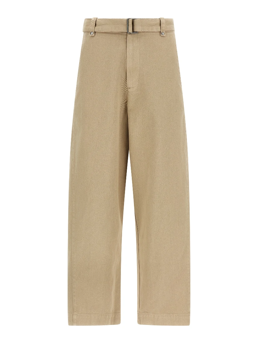 Beige Cotton Casual Pants