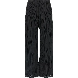 Black Polyester Casual Pants