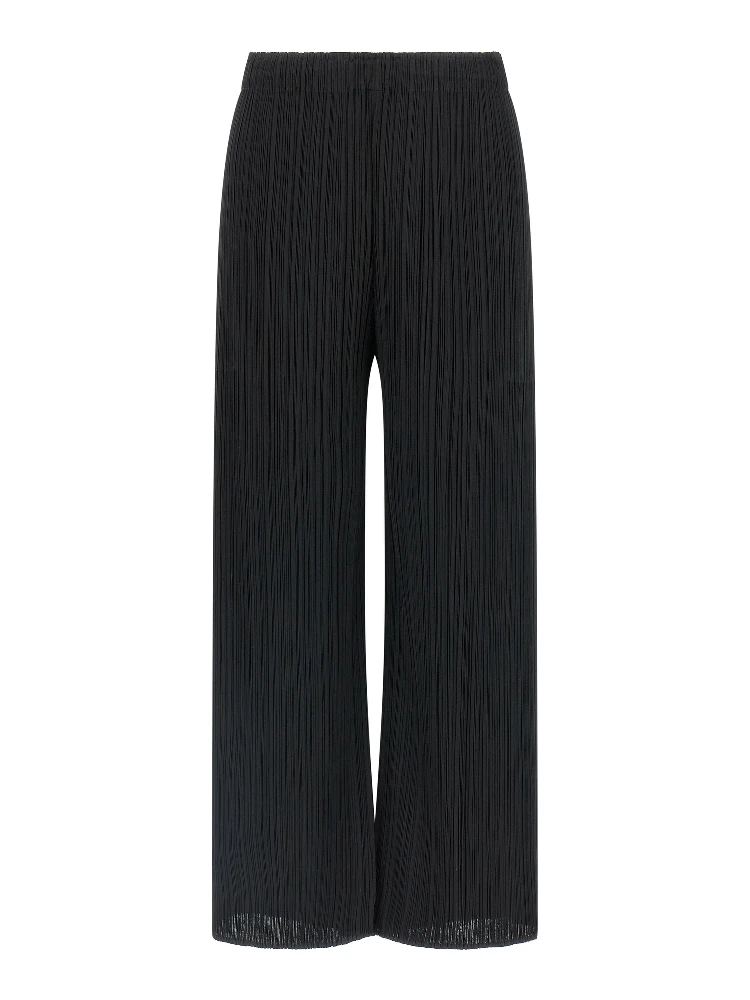 Black Polyester Casual Pants