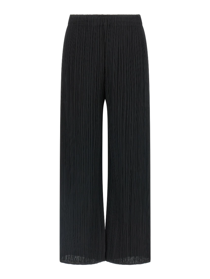 Black Polyester Casual Pants