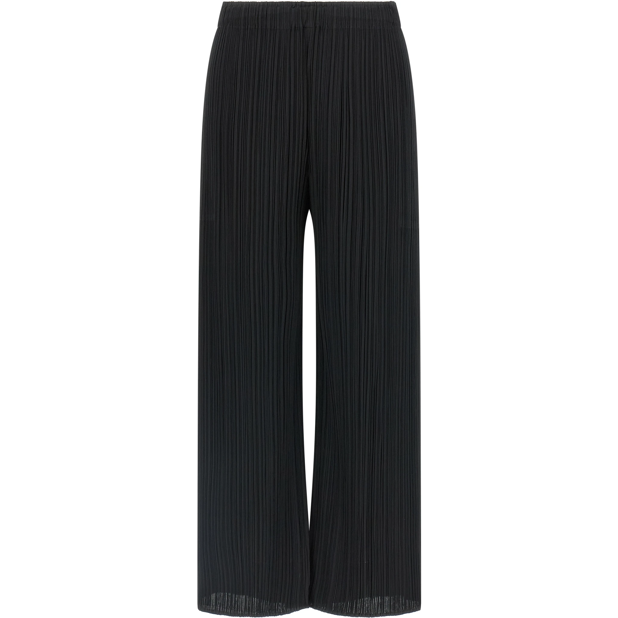 Black Polyester Casual Pants