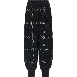 Black Polyester Casual Pants
