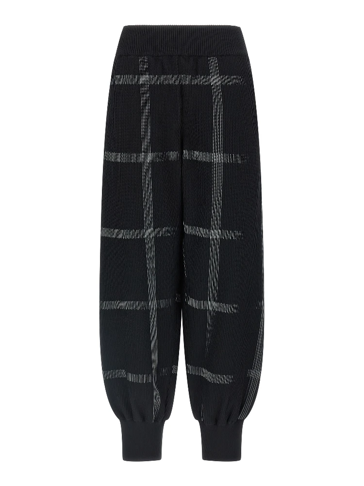 Black Polyester Casual Pants