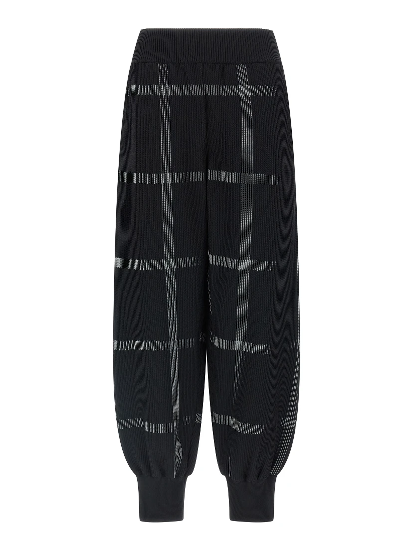 Black Polyester Casual Pants