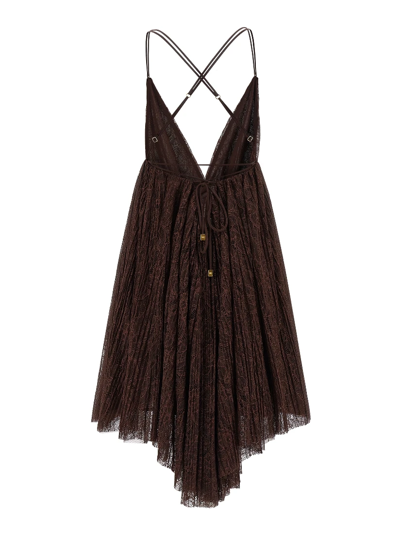 Brown Polyamide Short Dress
