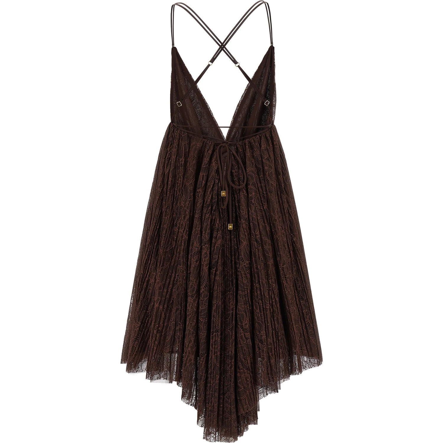 Brown Polyamide Short Dress