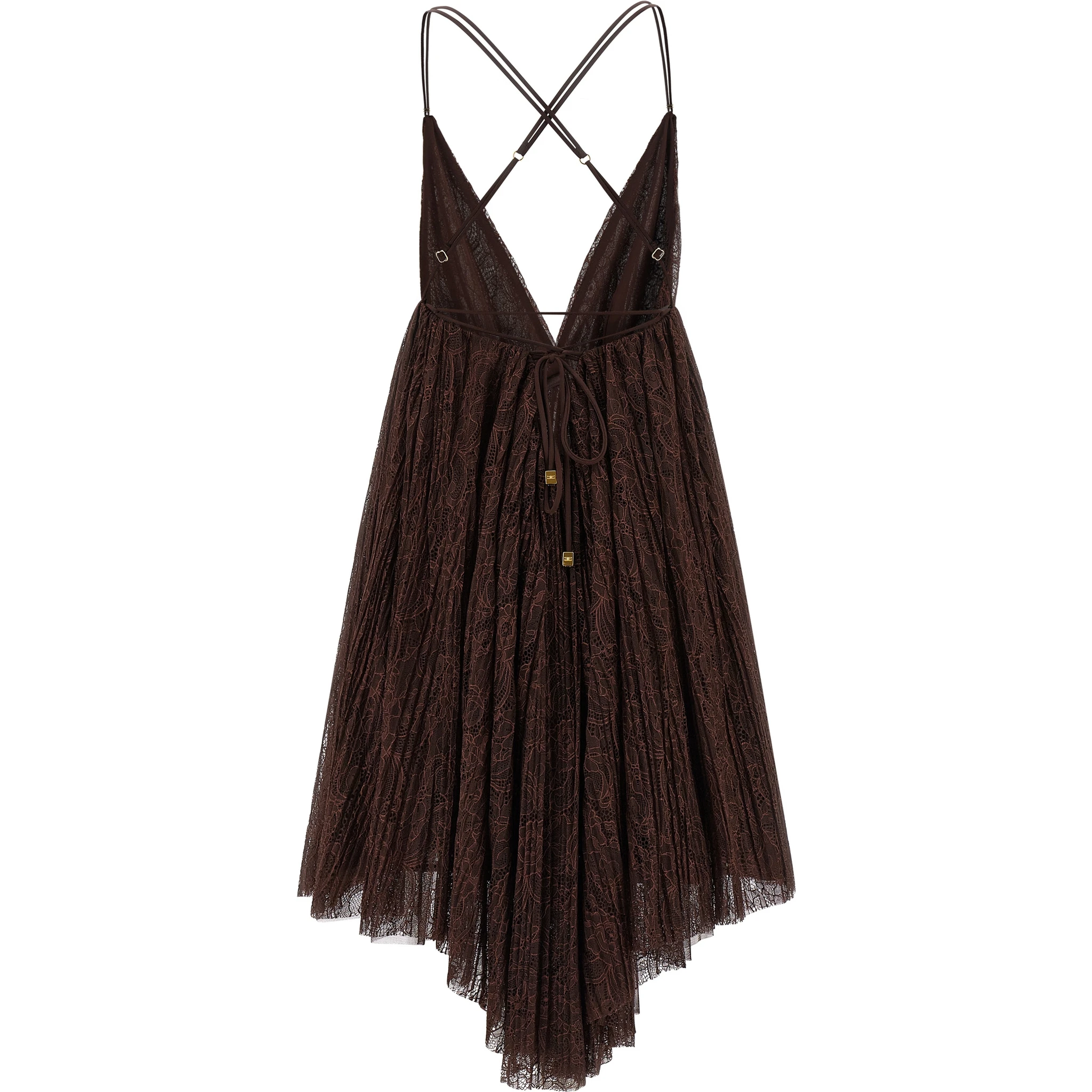 Brown Polyamide Short Dress