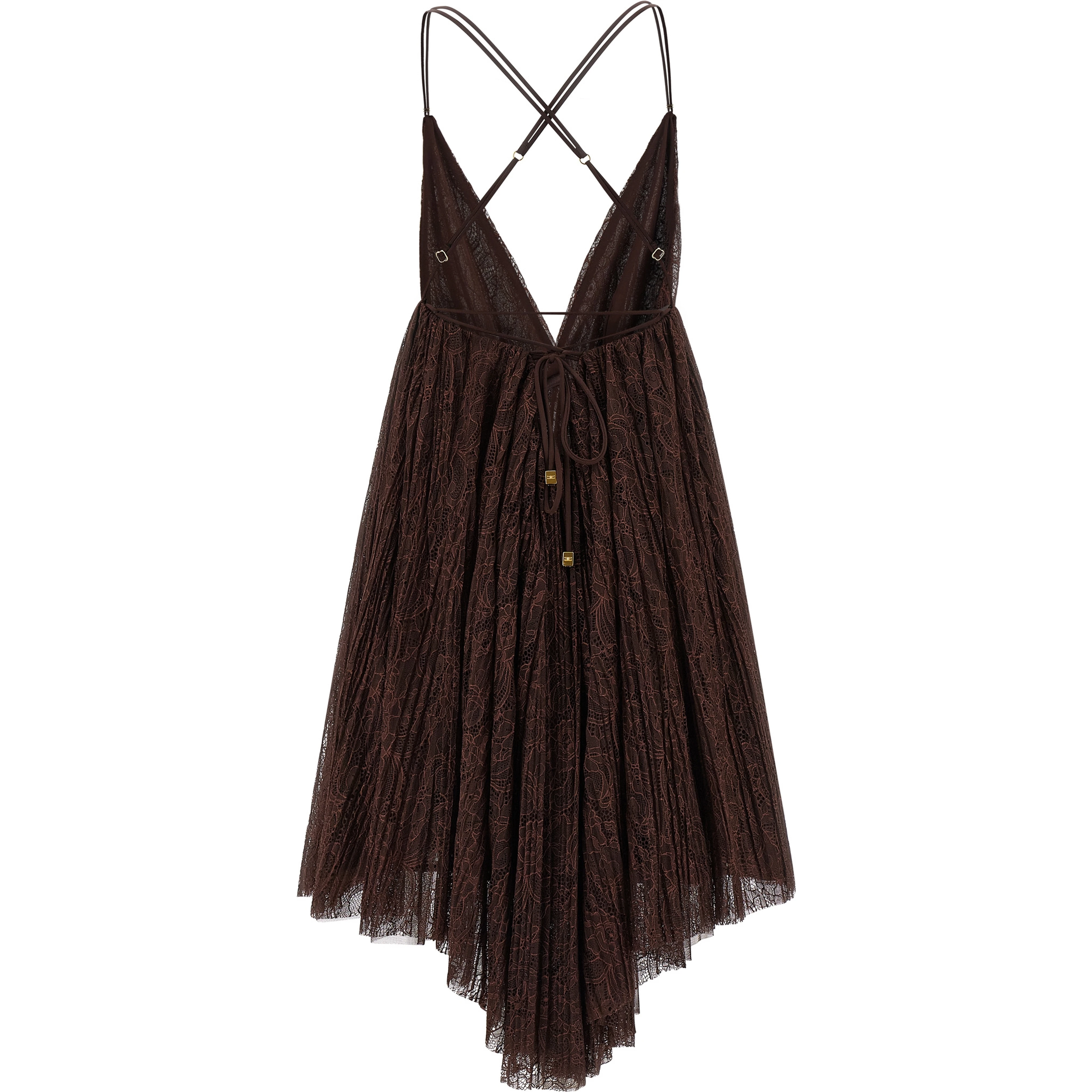 Brown Polyamide Short Dress