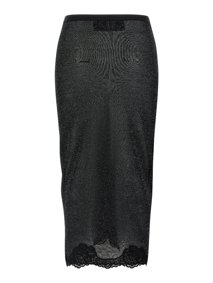 Black Viscose Midi Skirt
