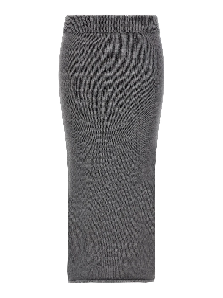 Gray Cotton Midi Skirt