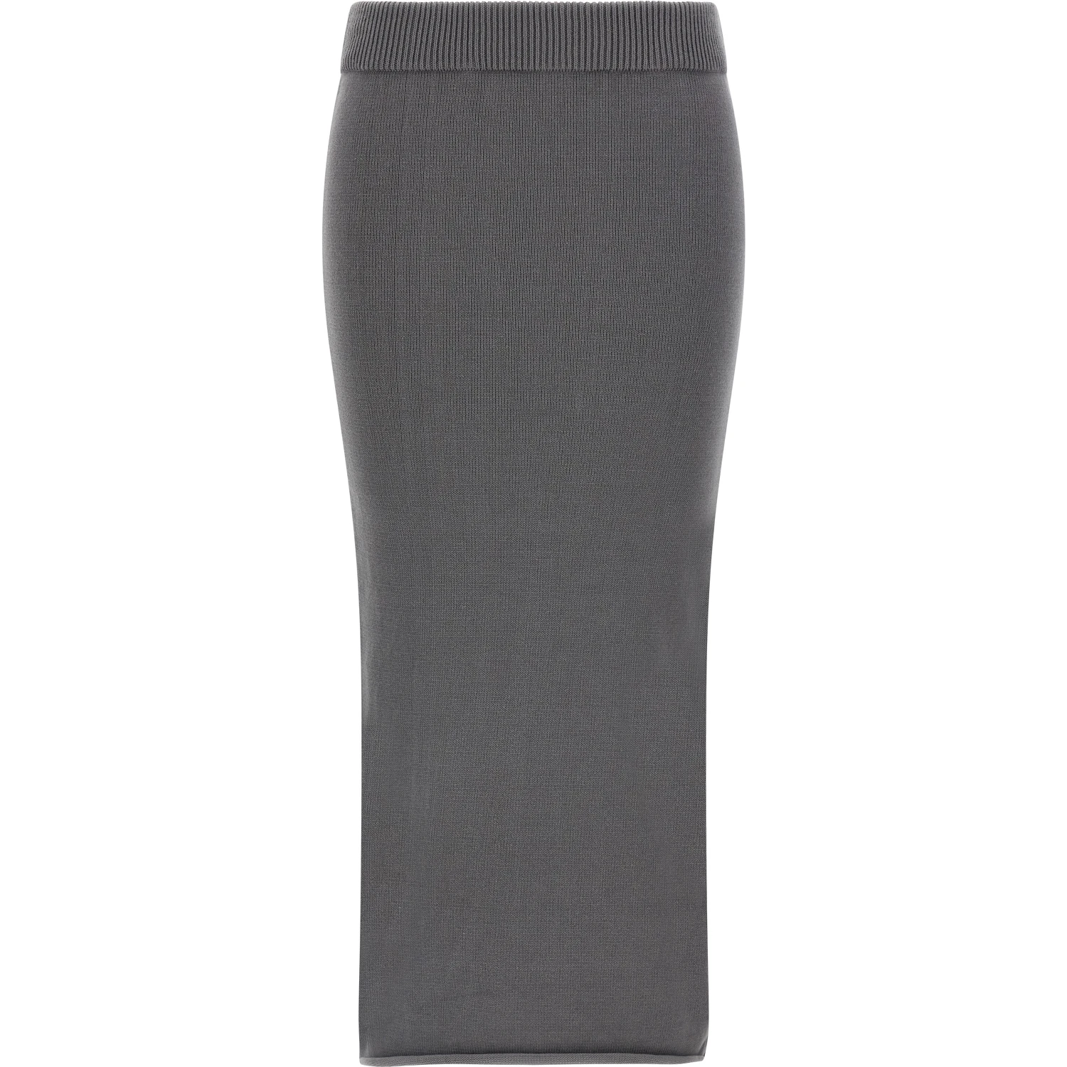 Gray Cotton Midi Skirt