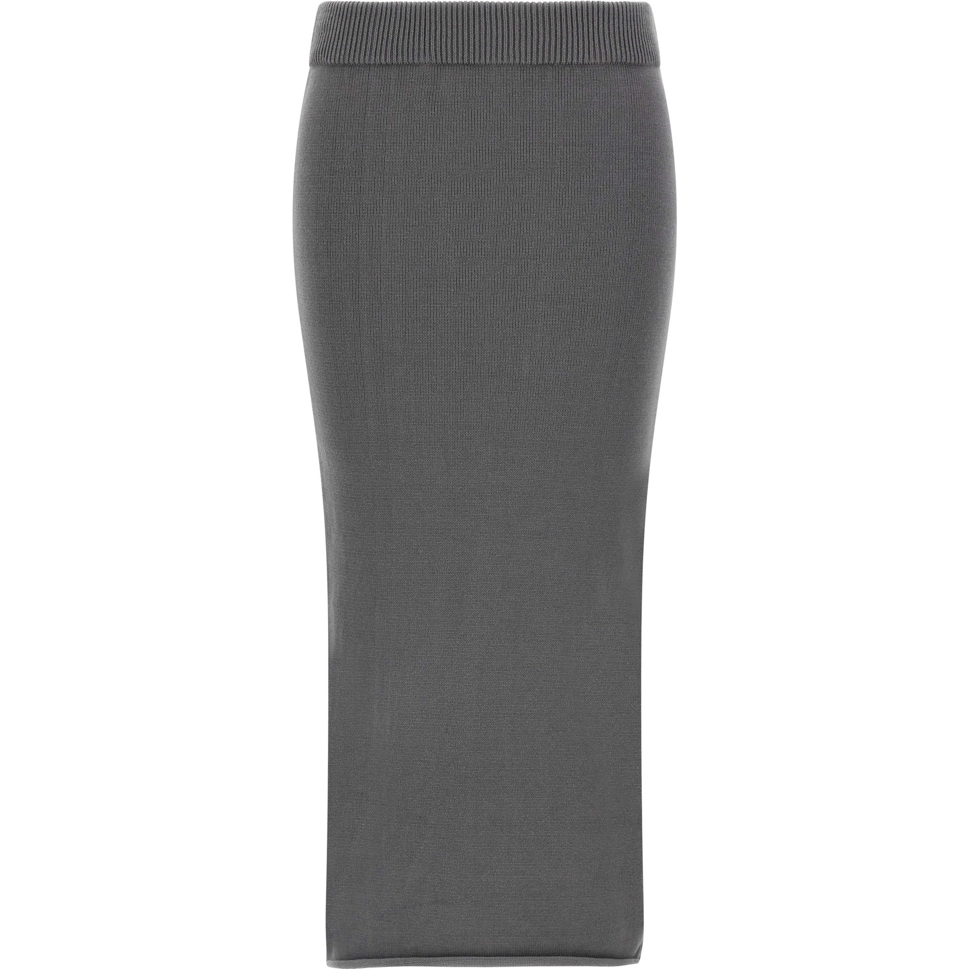 Gray Cotton Midi Skirt