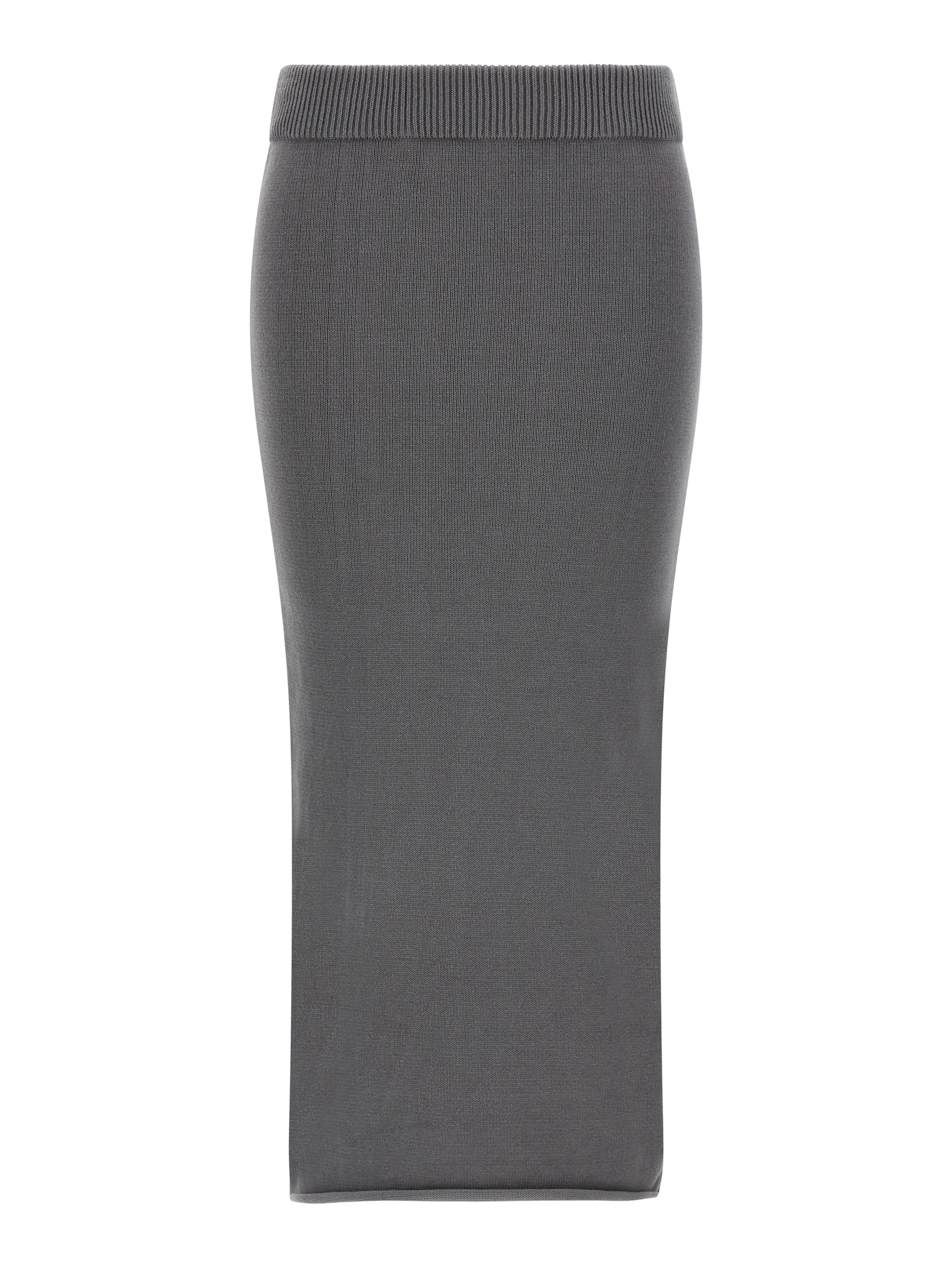 Gray Cotton Midi Skirt
