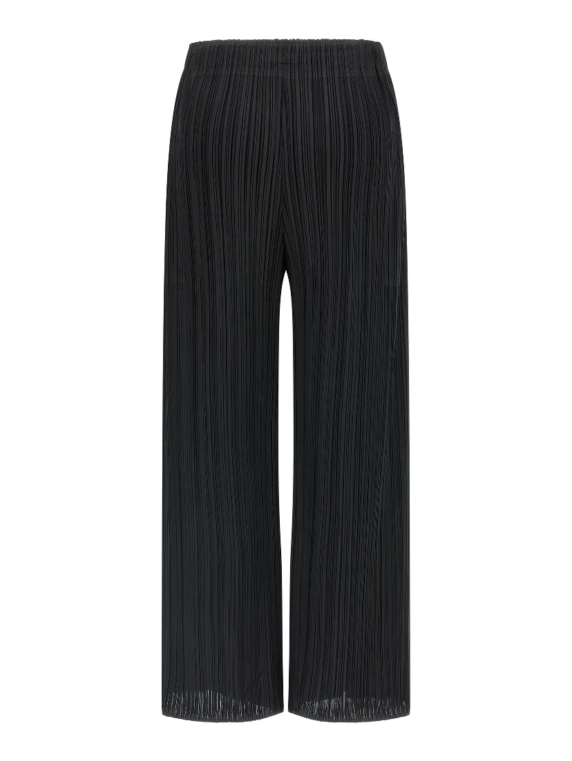 Black Polyester Casual Pants