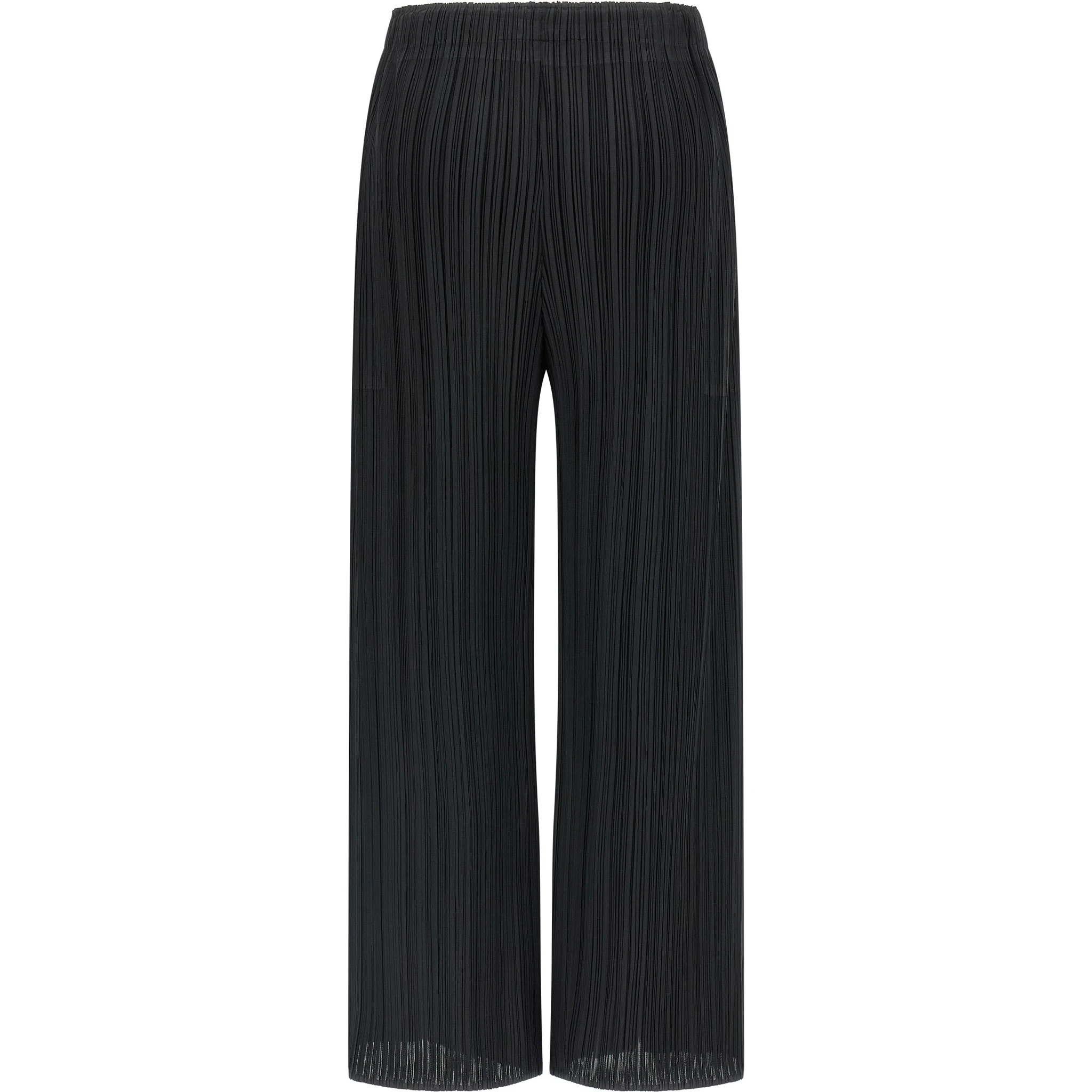 Black Polyester Casual Pants