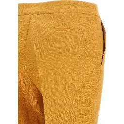Orange Linen Casual Pants
