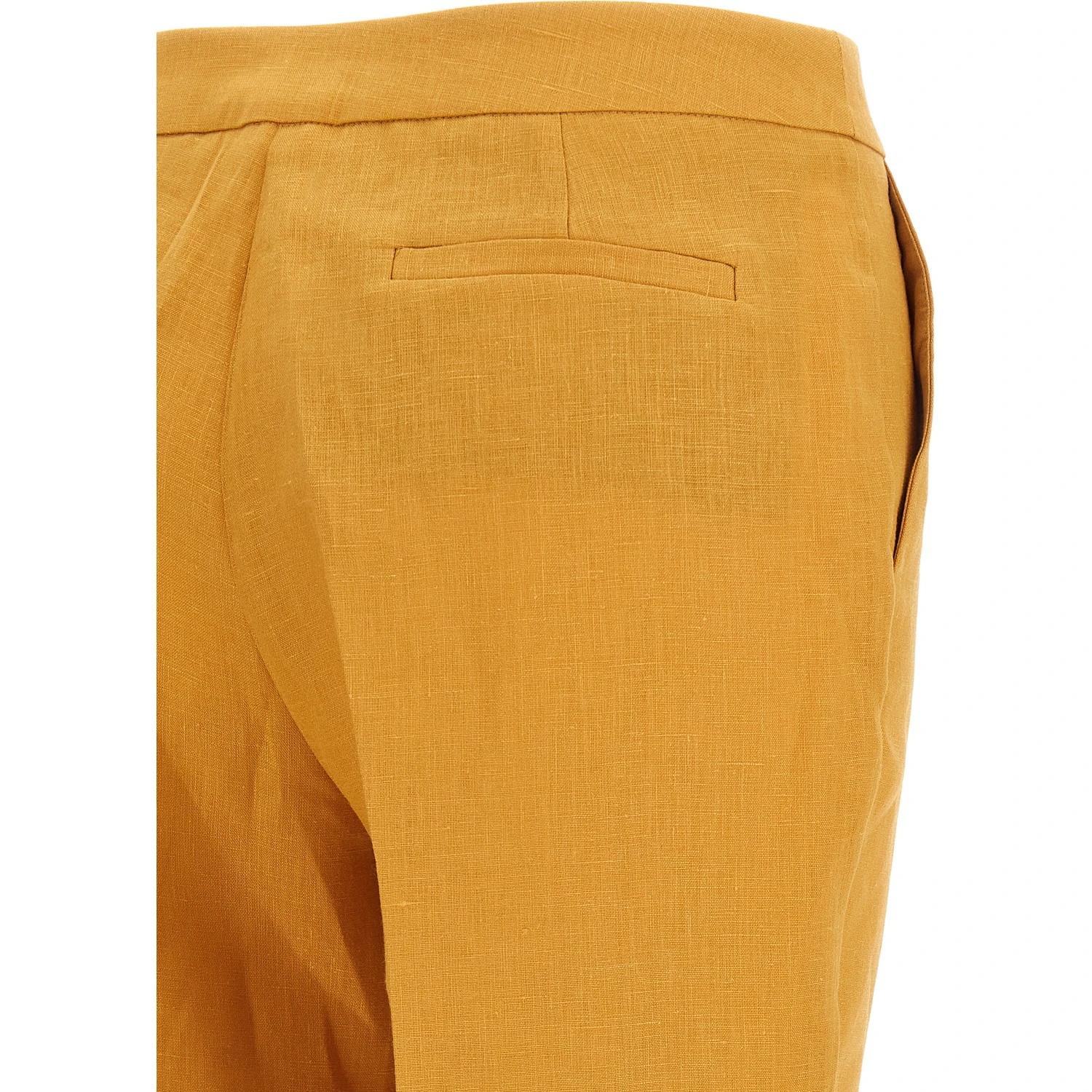 Orange Linen Casual Pants