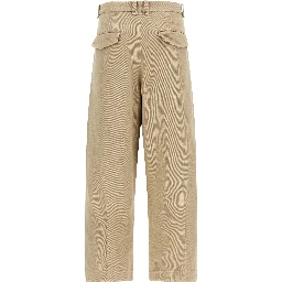 Beige Cotton Casual Pants