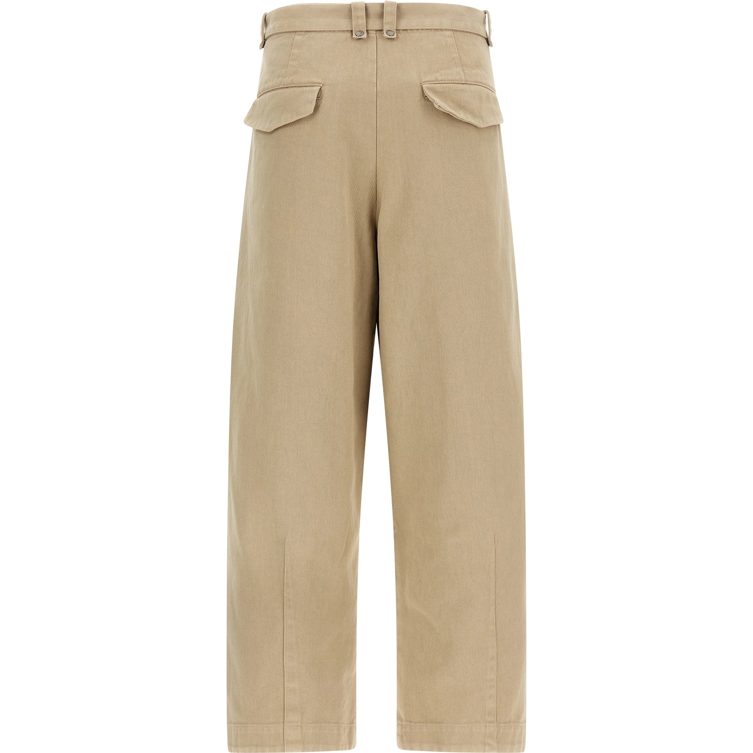 Beige Cotton Casual Pants