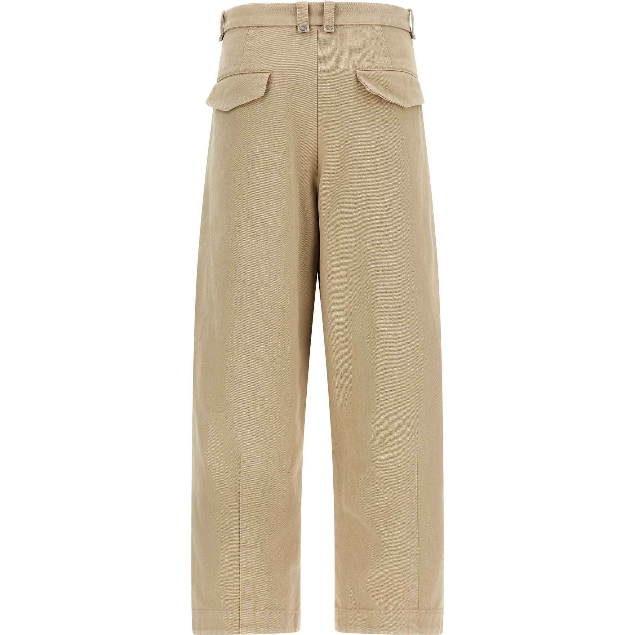 Beige Cotton Casual Pants