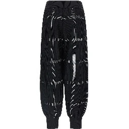 Black Polyester Casual Pants