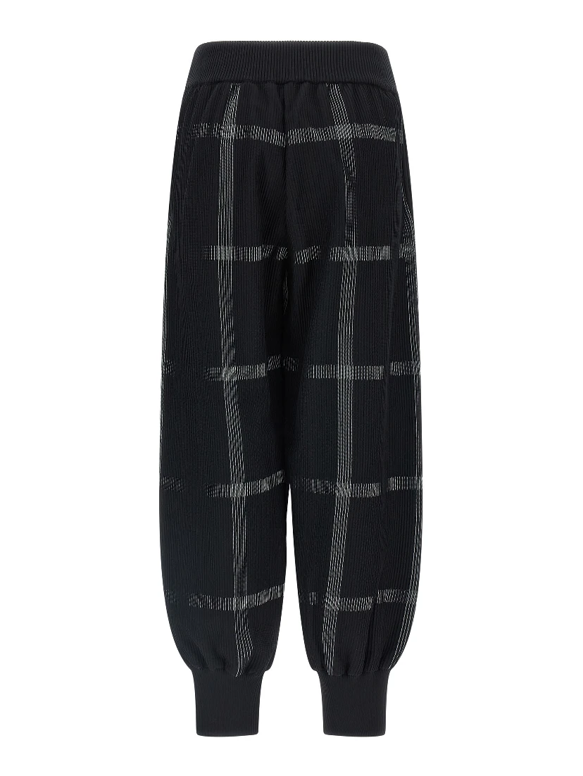 Black Polyester Casual Pants