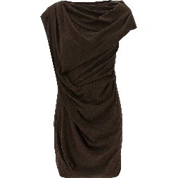 Brown Cotton Short Dress