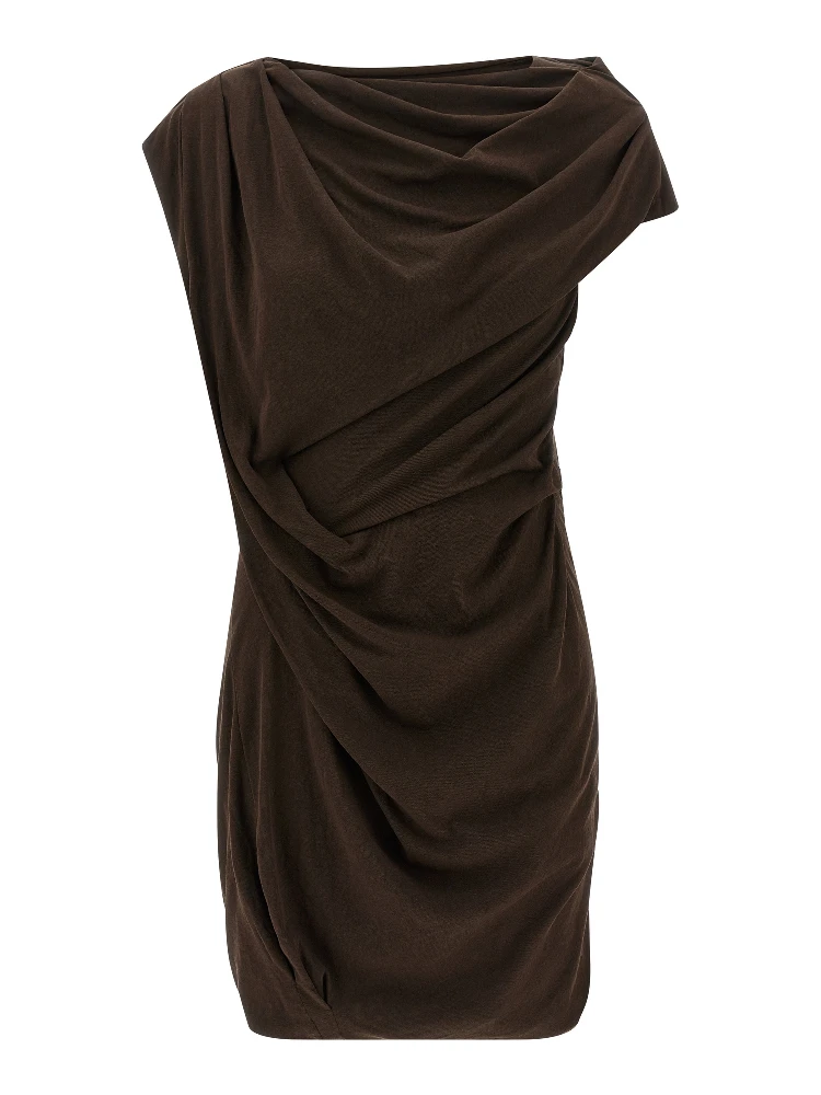 Brown Cotton Short Dress