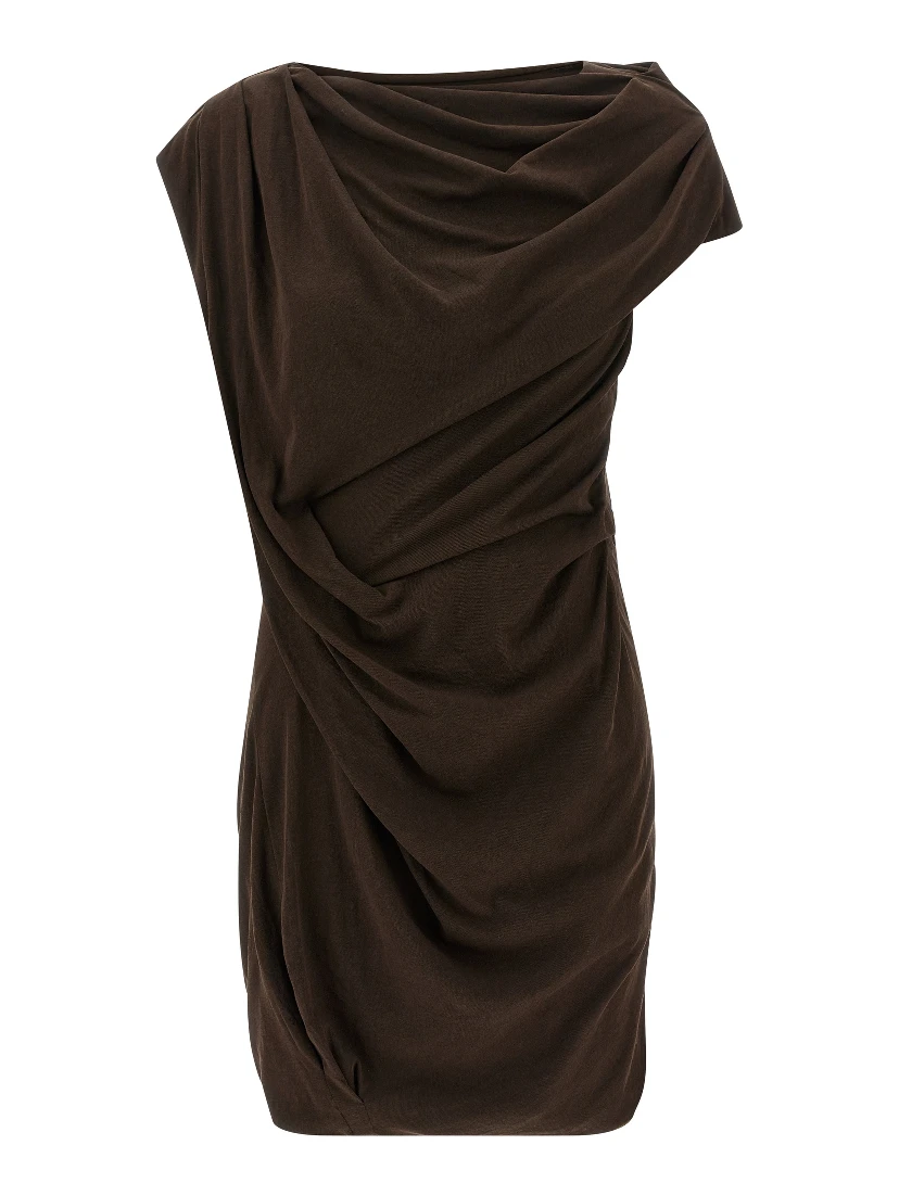 Brown Cotton Short Dress