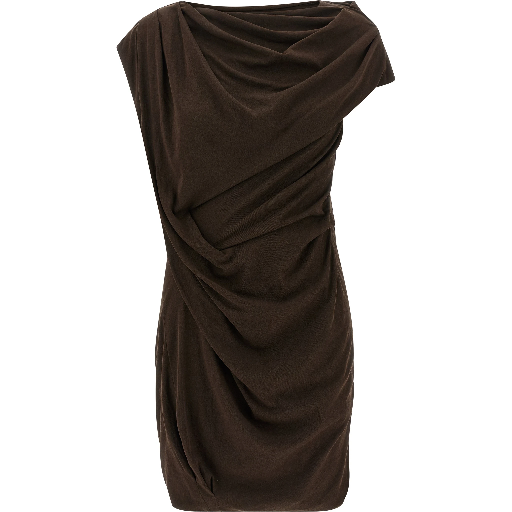 Brown Cotton Short Dress