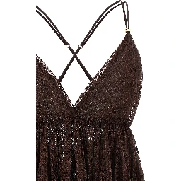 Brown Polyamide Short Dress