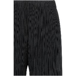 Black Polyester Casual Pants