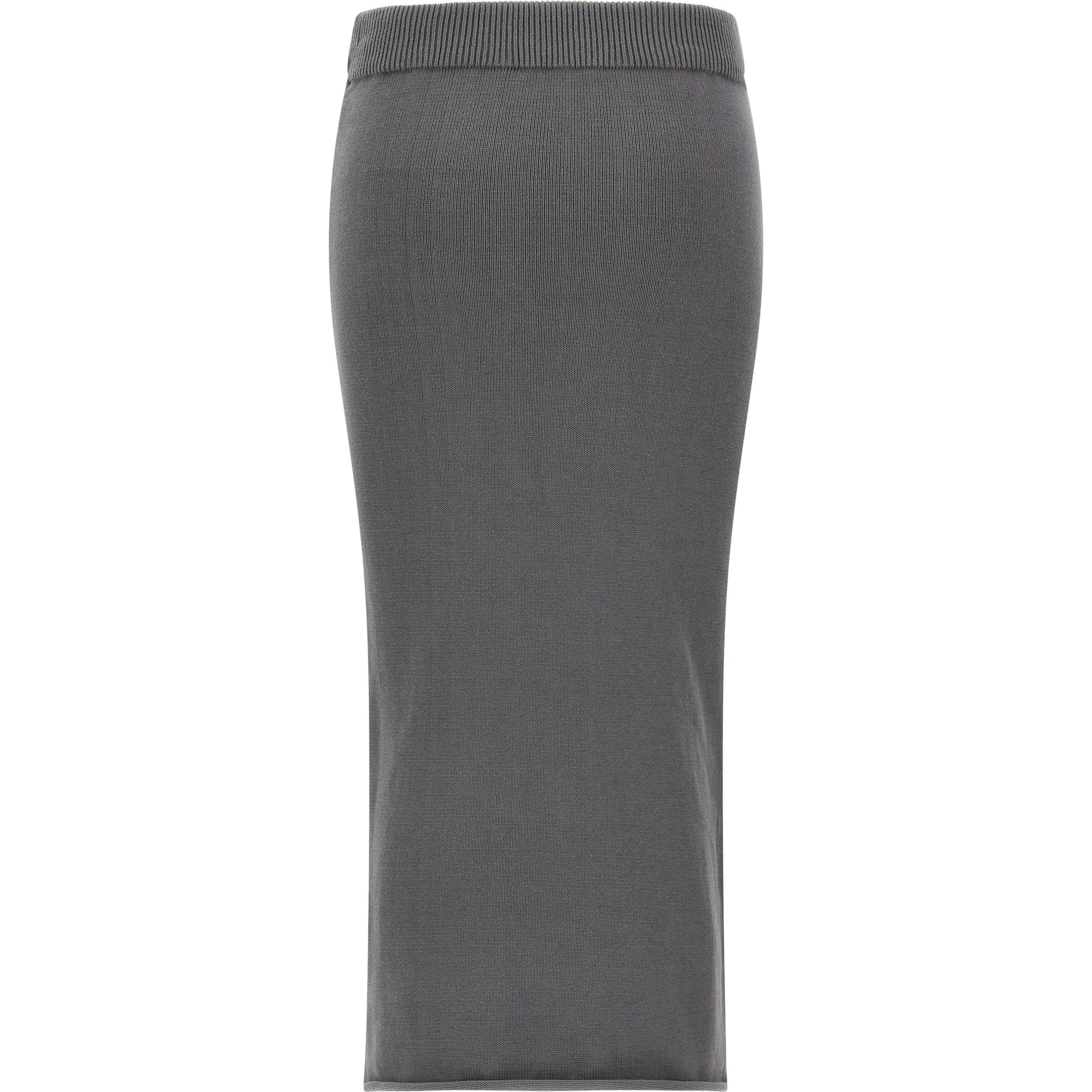 Gray Cotton Midi Skirt