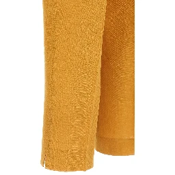 Orange Linen Casual Pants