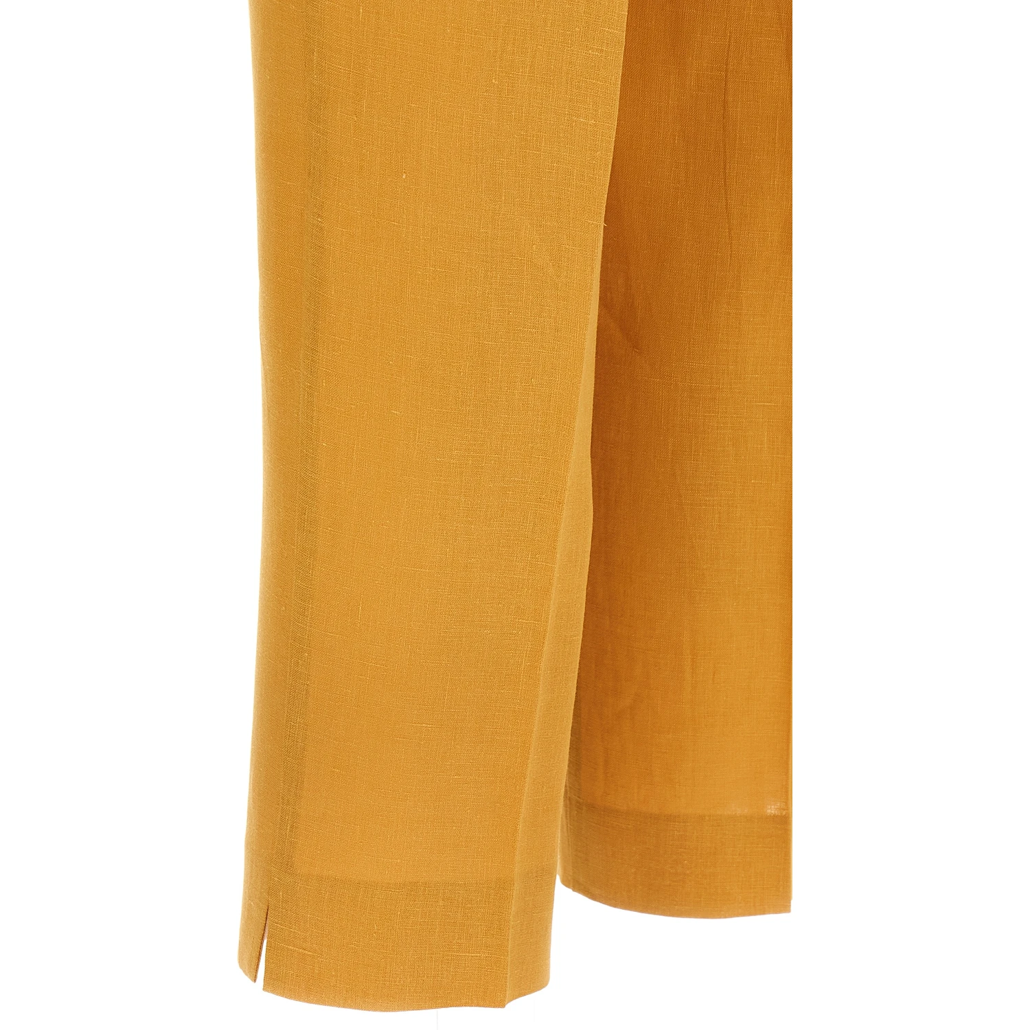 Orange Linen Casual Pants