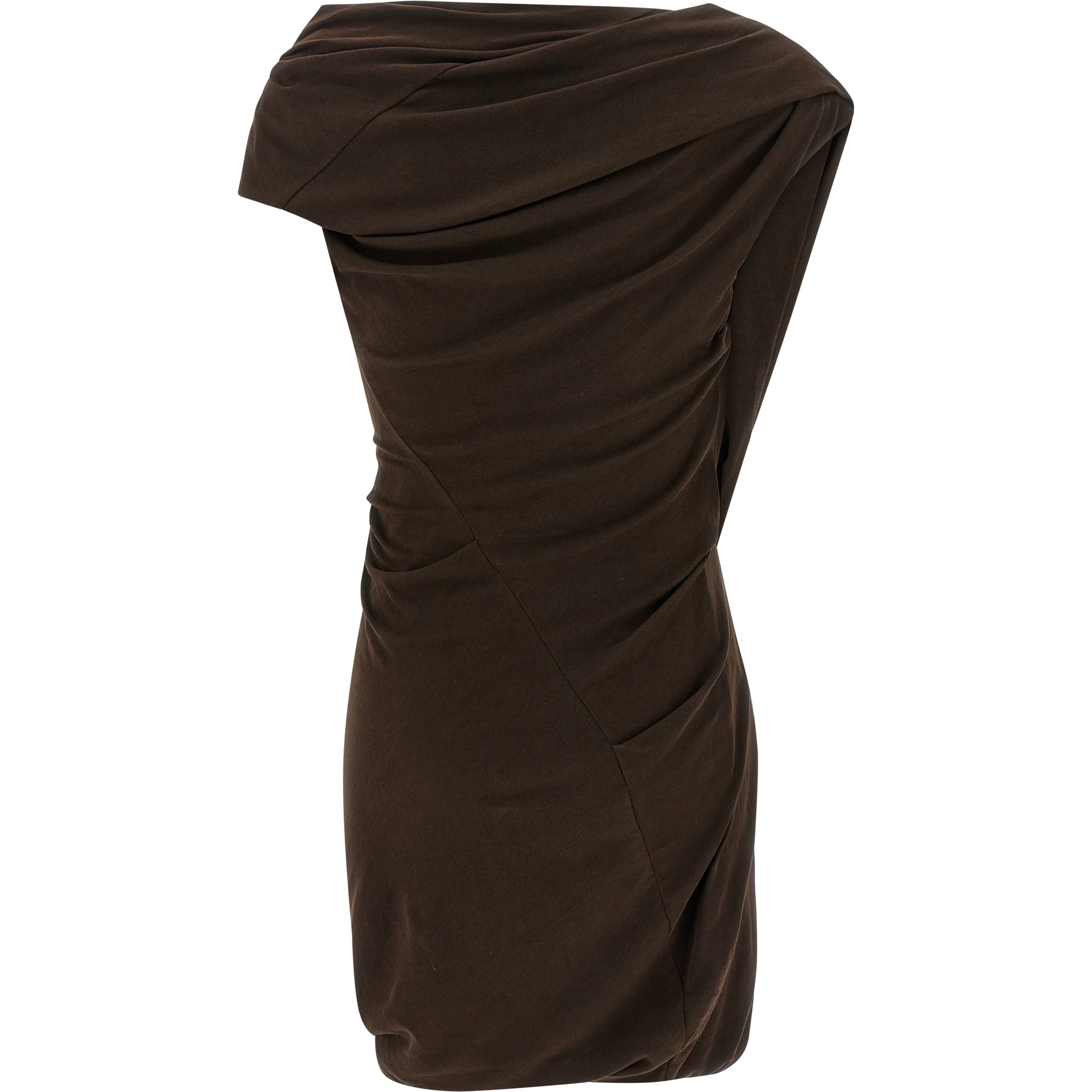 Brown Cotton Short Dress