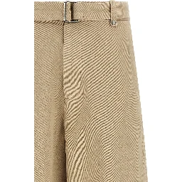 Beige Cotton Casual Pants