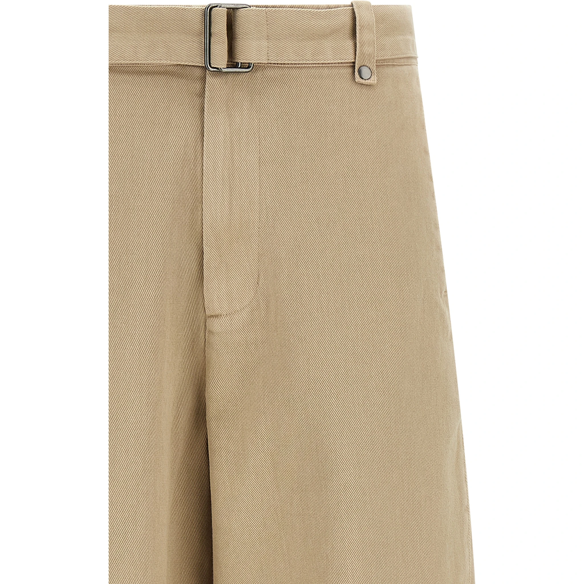 Beige Cotton Casual Pants