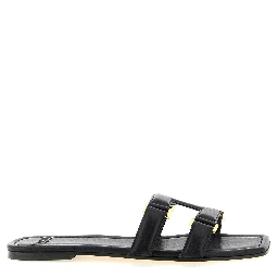 Black Lambskin Slides