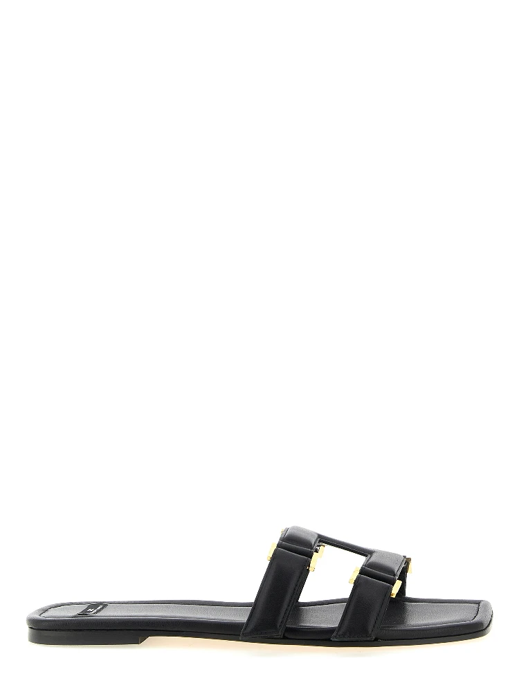 Black Lambskin Slides