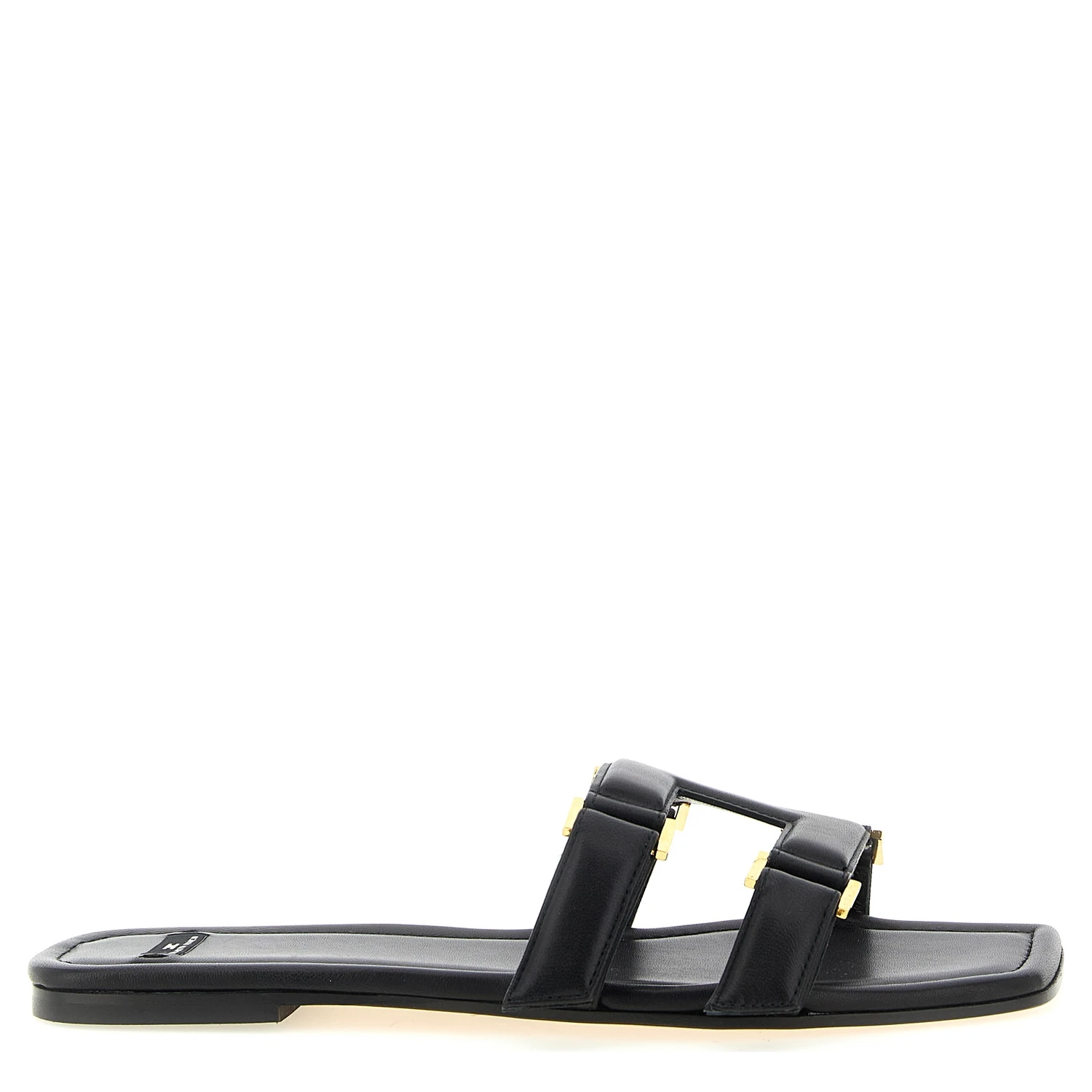Black Lambskin Slides