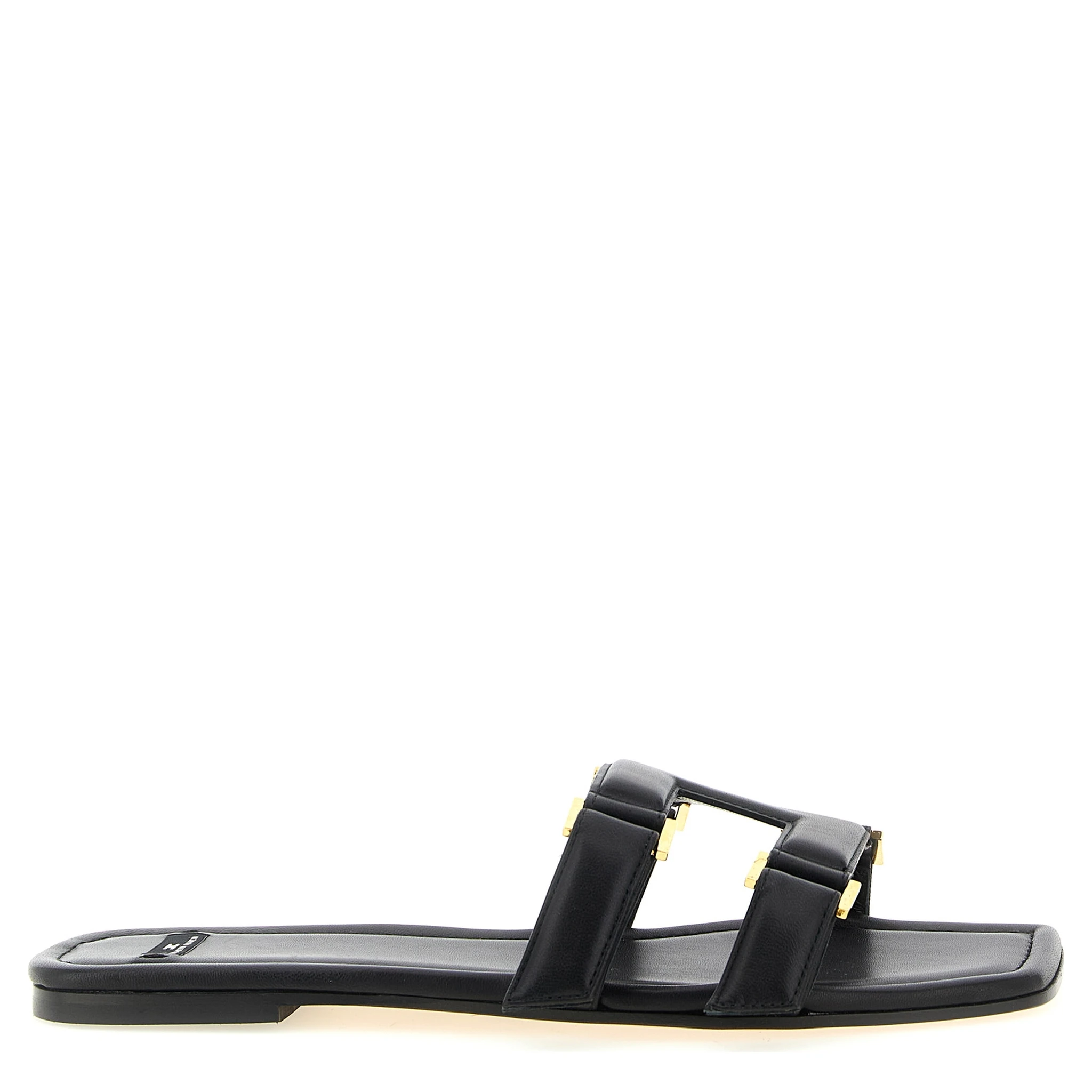 Black Lambskin Slides