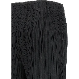 Black Polyester Casual Pants