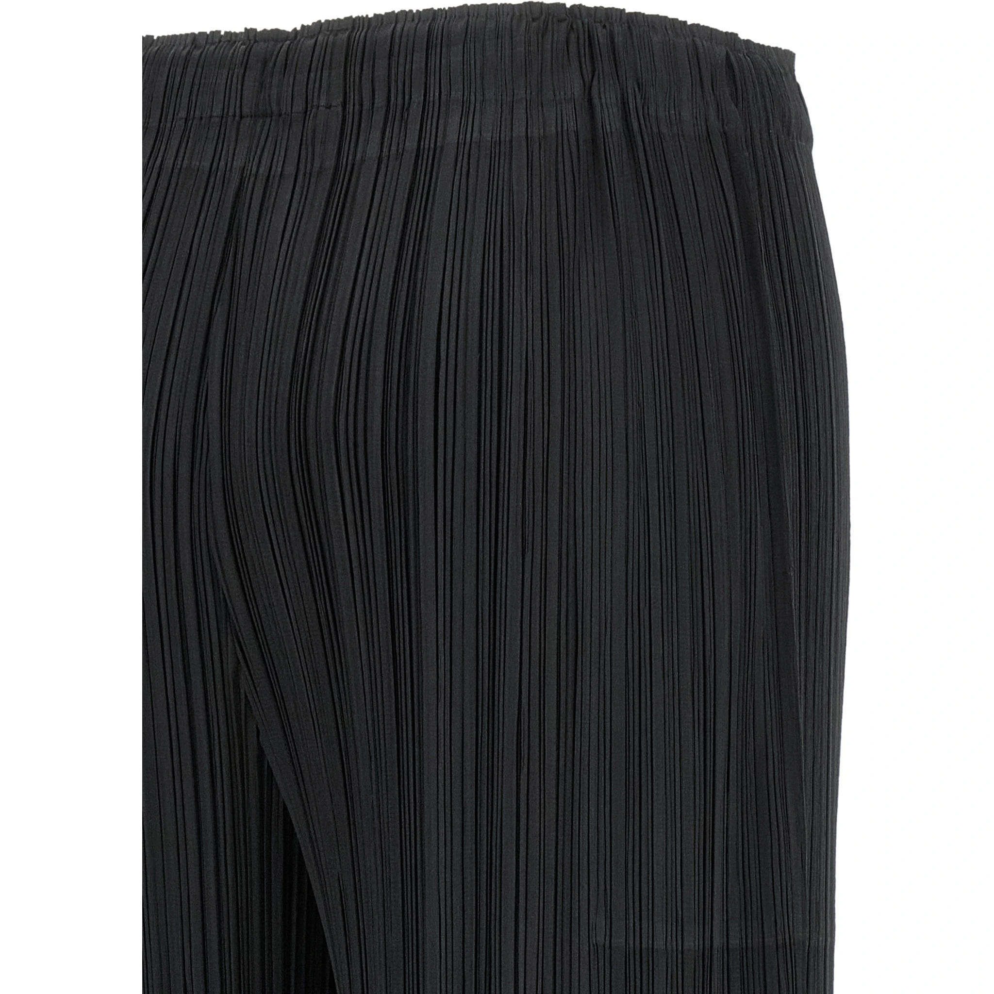 Black Polyester Casual Pants