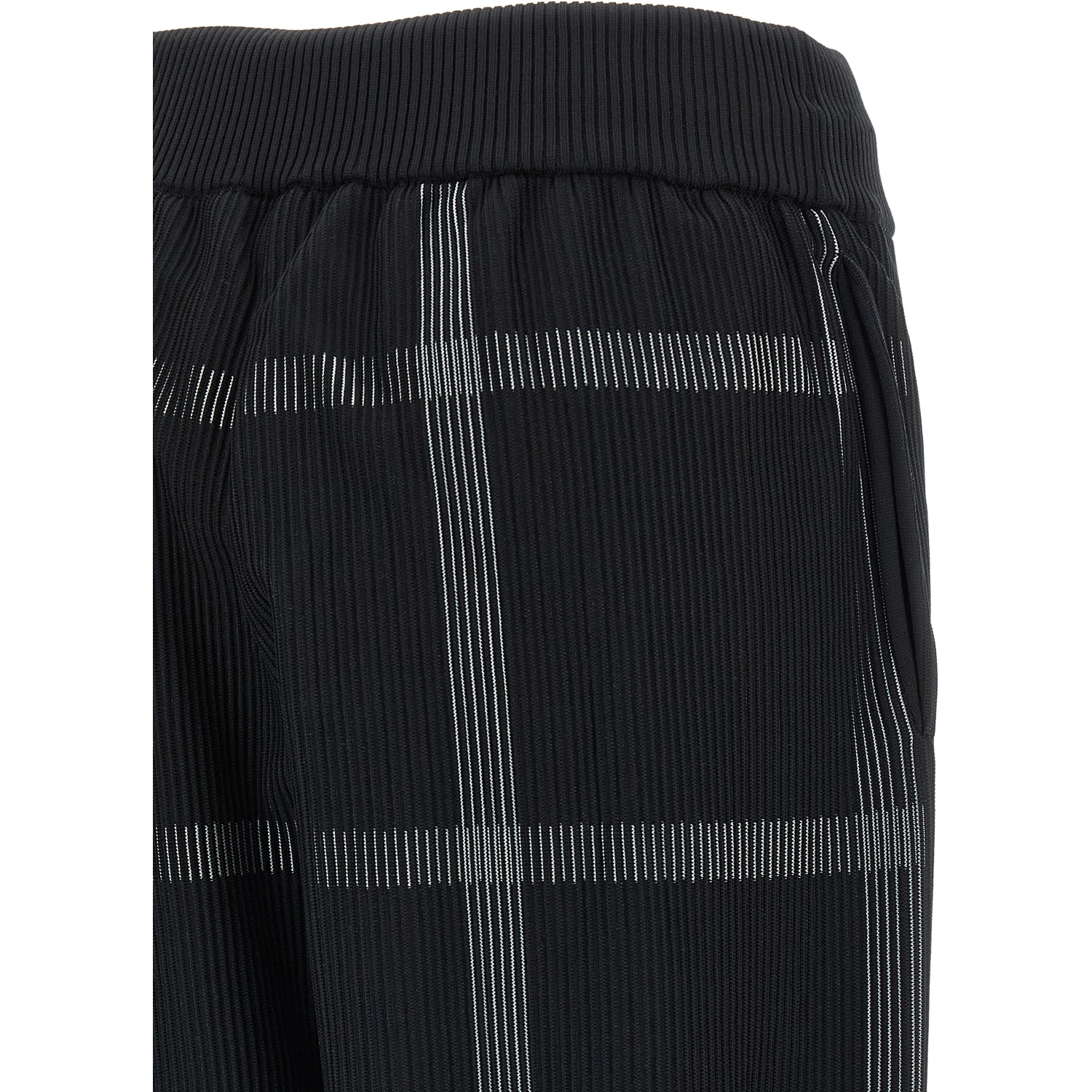 Black Polyester Casual Pants