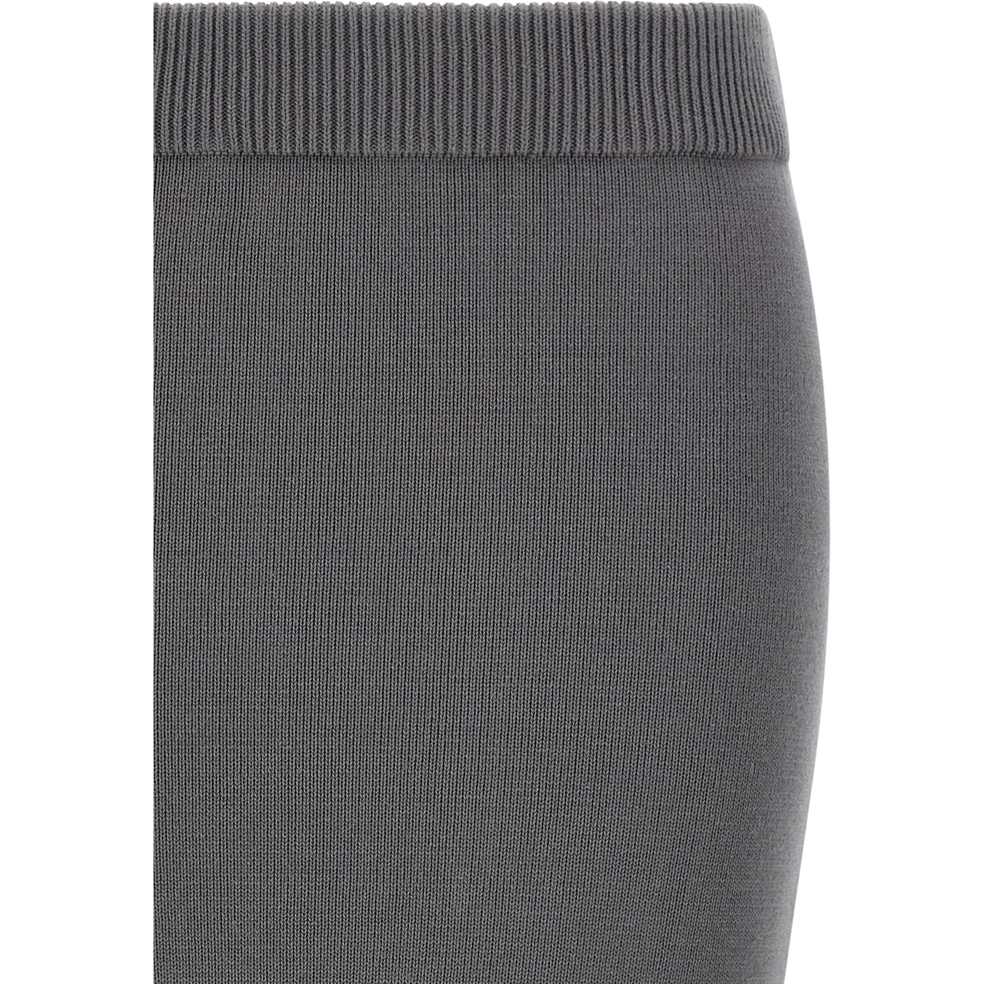 Gray Cotton Midi Skirt