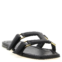 Black Lambskin Slides