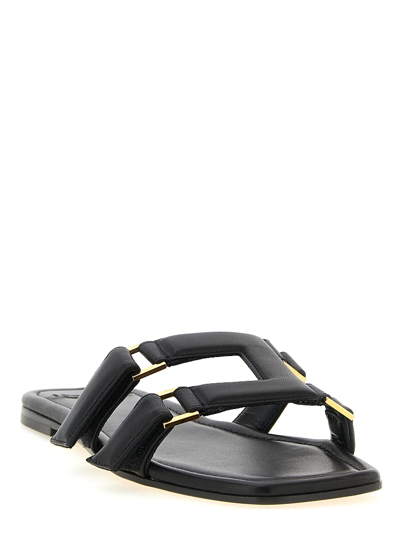 Black Lambskin Slides